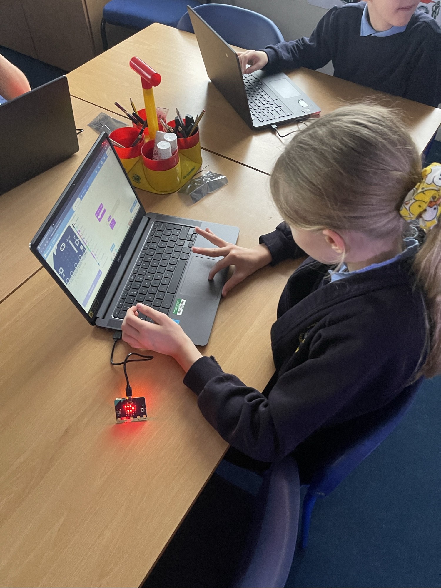 Child using a computer