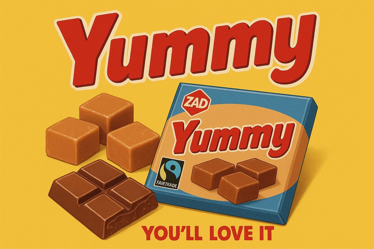 AI chocolate bar advert.