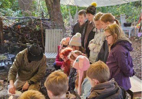 Learning from Charles, our bushcraft instructor 