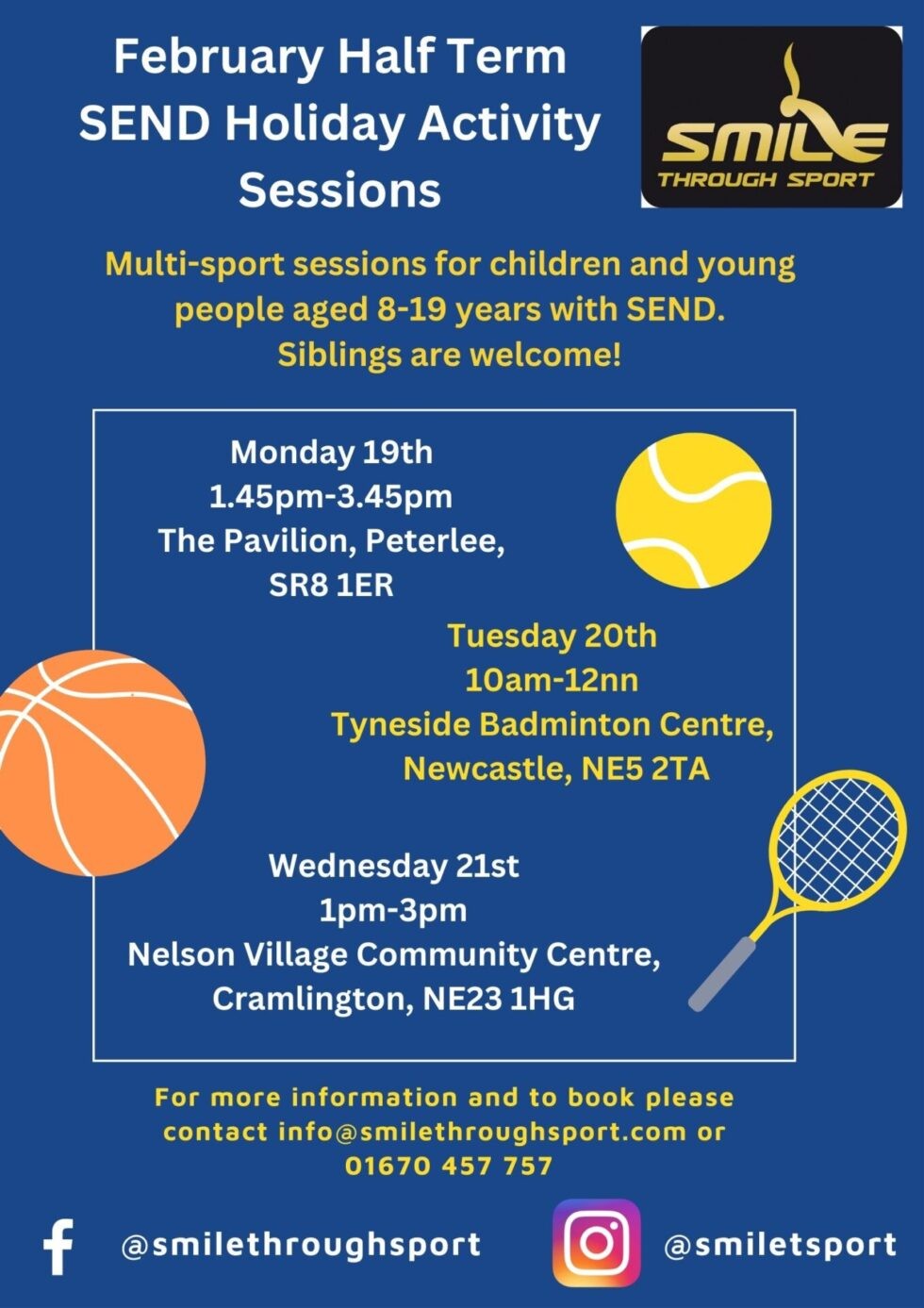 Smile Through Sport – Community Sessions & Holiday Camps