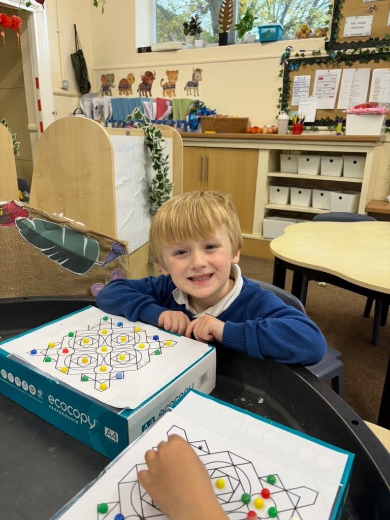 The children liked making their own Rangoli patterns