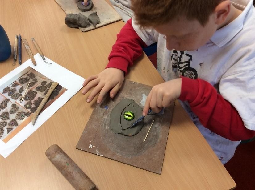 Clay dragon eyes in Year 5