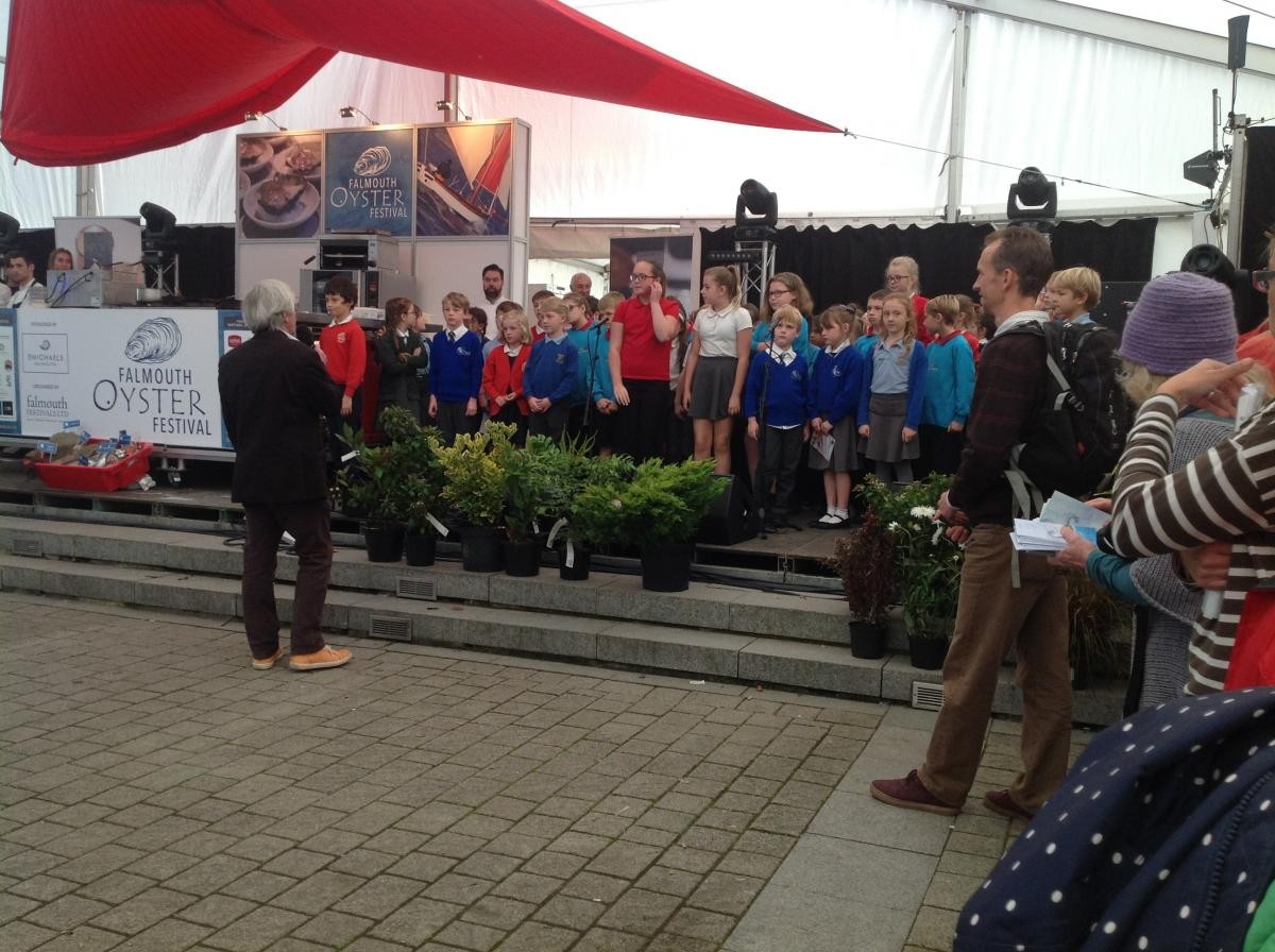 Our school choir performing at the Oyster Festival in Falmouth