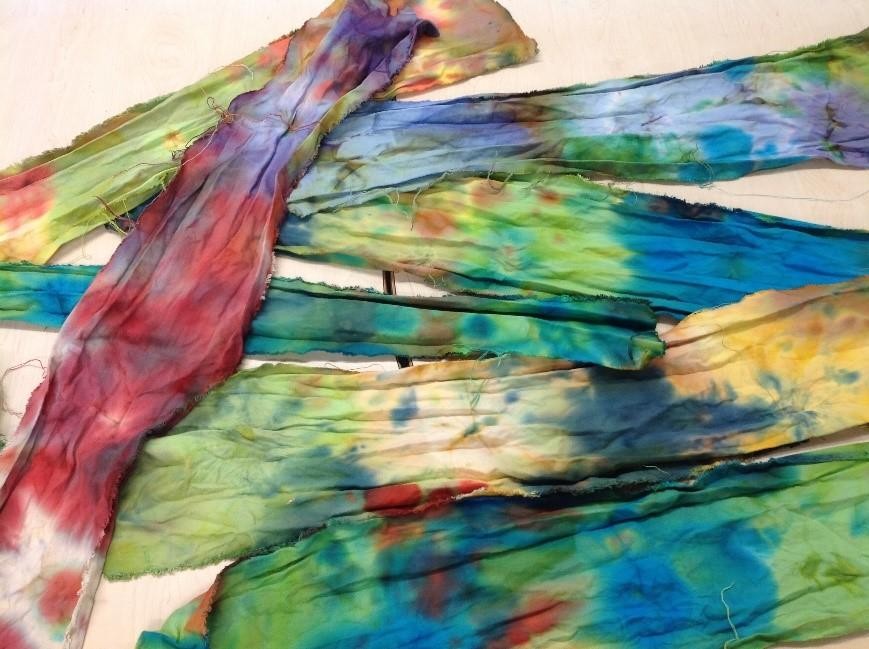 Tie dyed bandanas for woodland explorers in Year 1