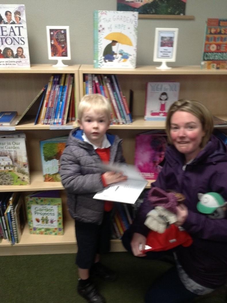 Our library launch where parents and carers were invited to browse our new 'Burrow'