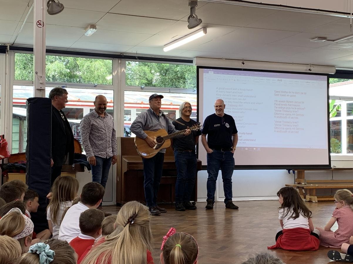 Adults playing instruments