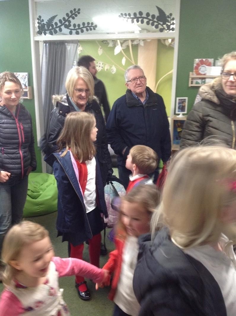 Our library launch where parents and carers were invited to browse our new 'Burrow'