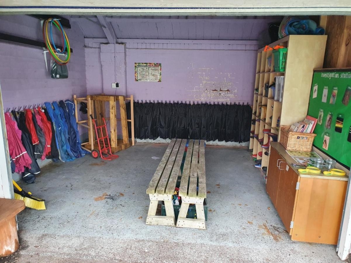 Inside the outdoor changing area