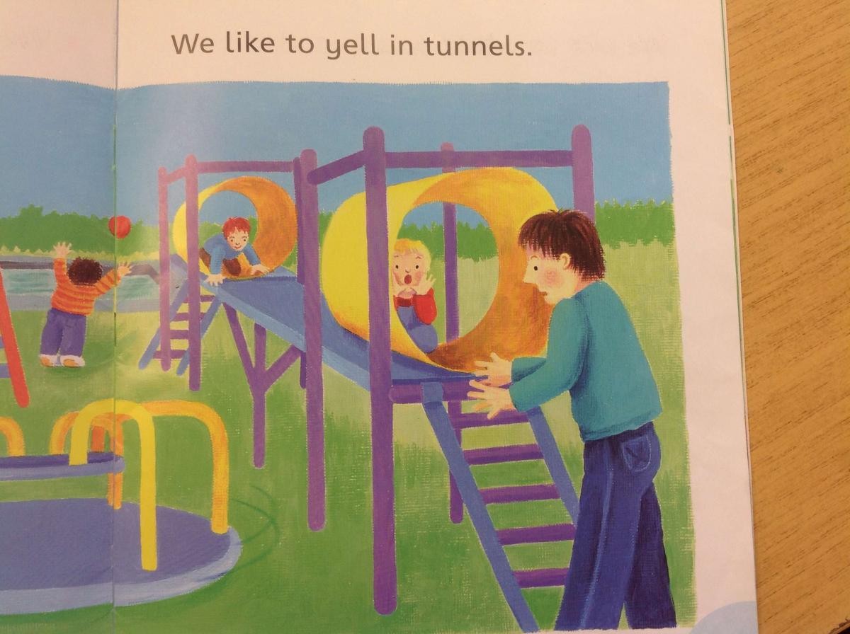 Talking about what an echo is (one child had this page in her reading book).