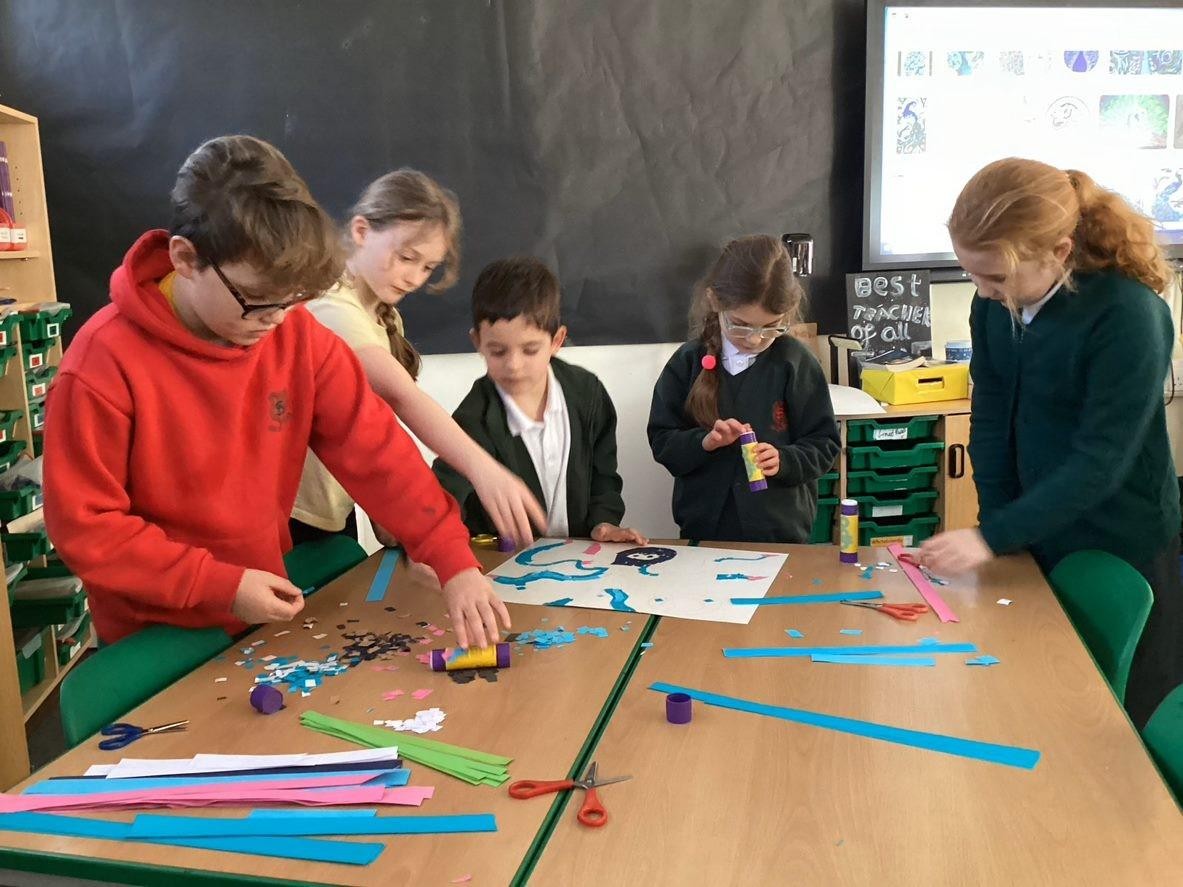 To launch our Romans topic in KS2, children took part in workshops learning how to make a catapult and a mosaic.