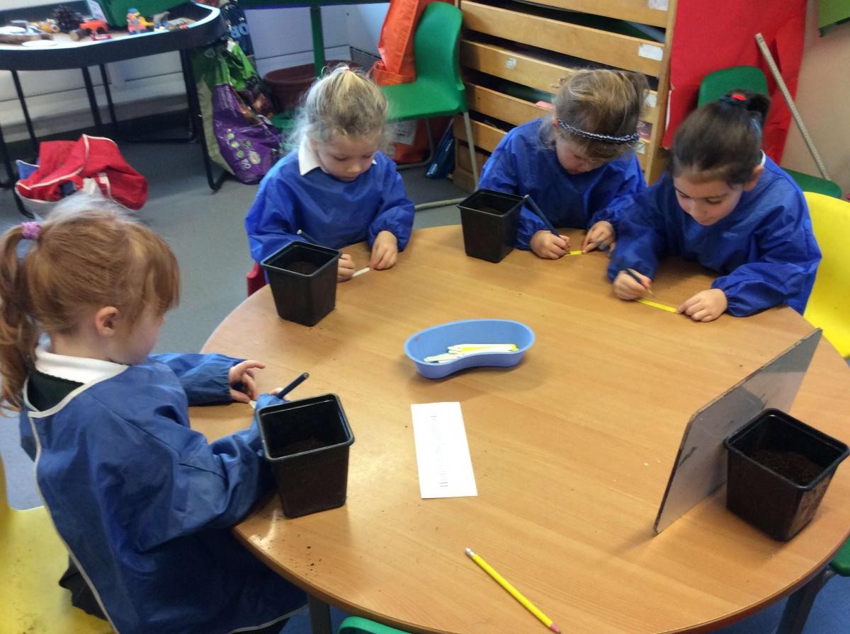Writing labels for our gladioli bulbs.
