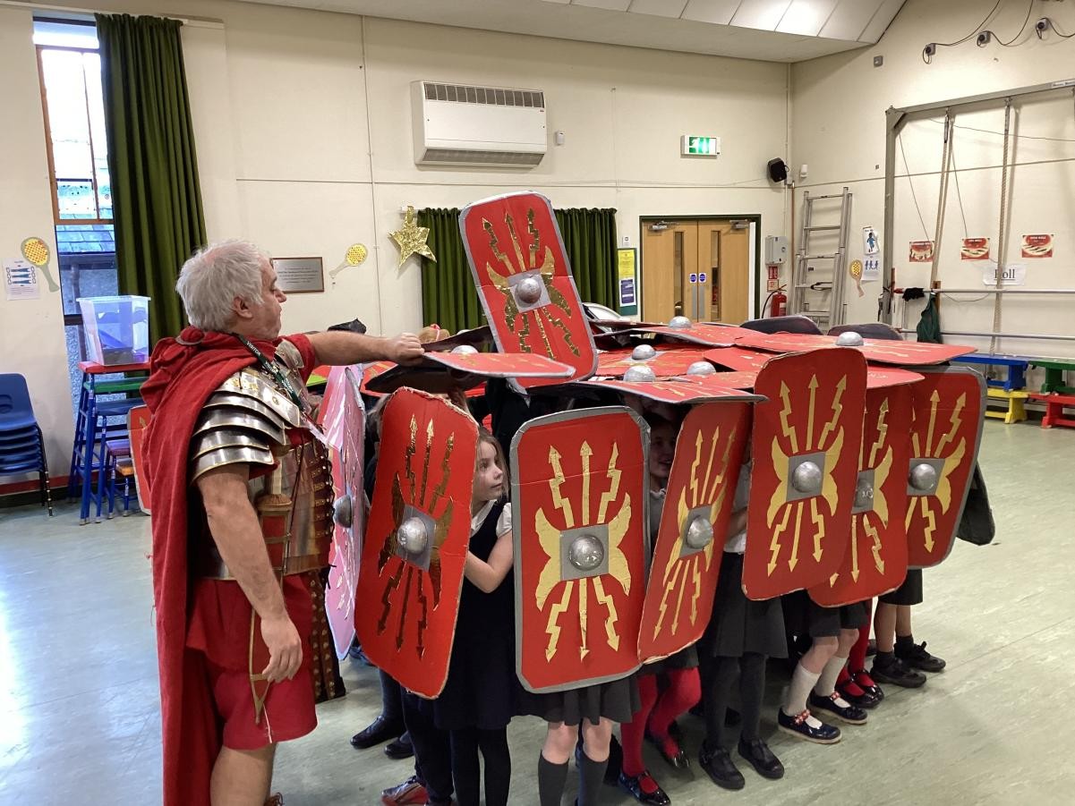 Key Stage 2 took part in a Romans workshop when we were visited by 'Blast from the Past!' They loved it!