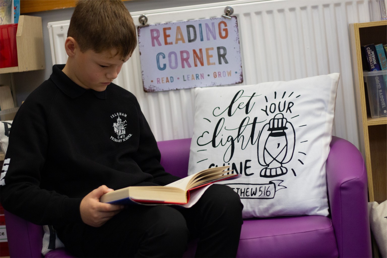 Child reading a book
