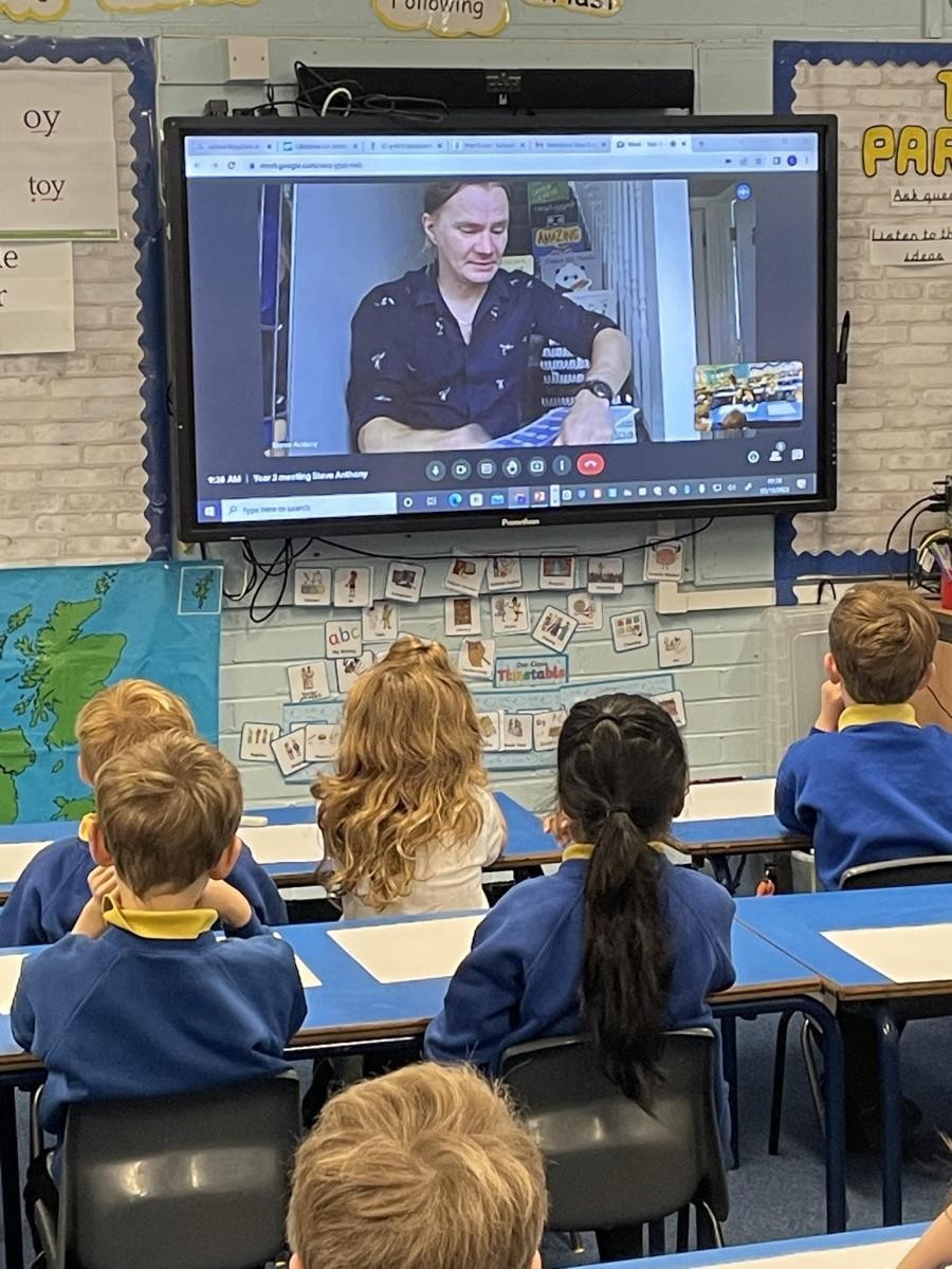 Children looking at a video 