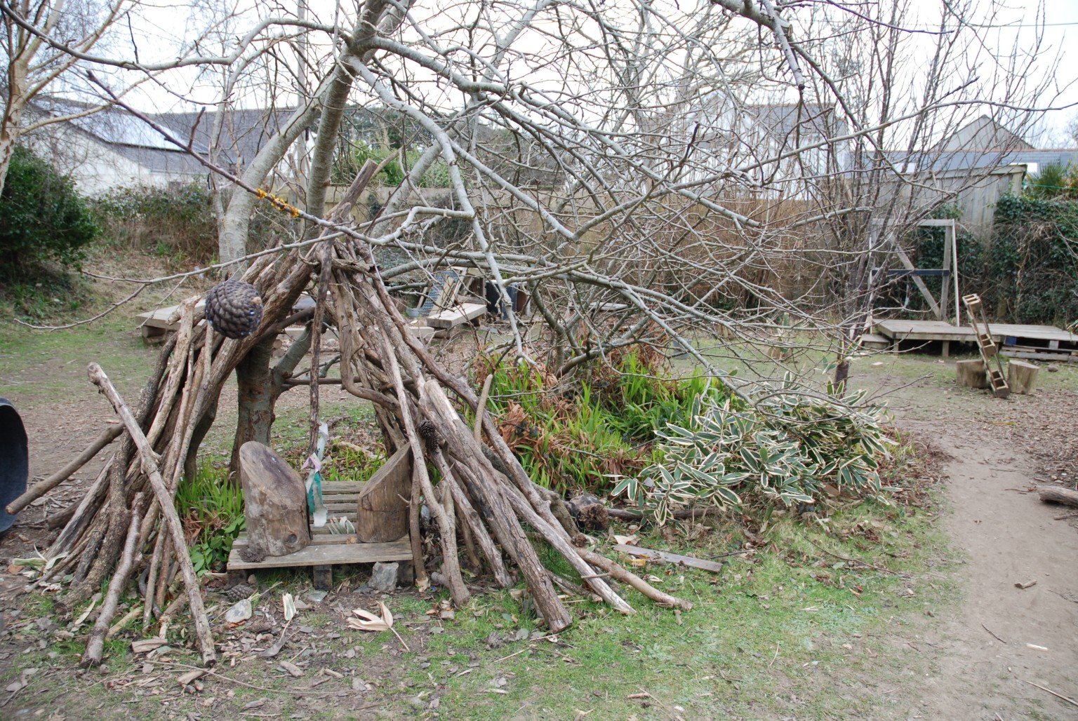 Den made of sticks