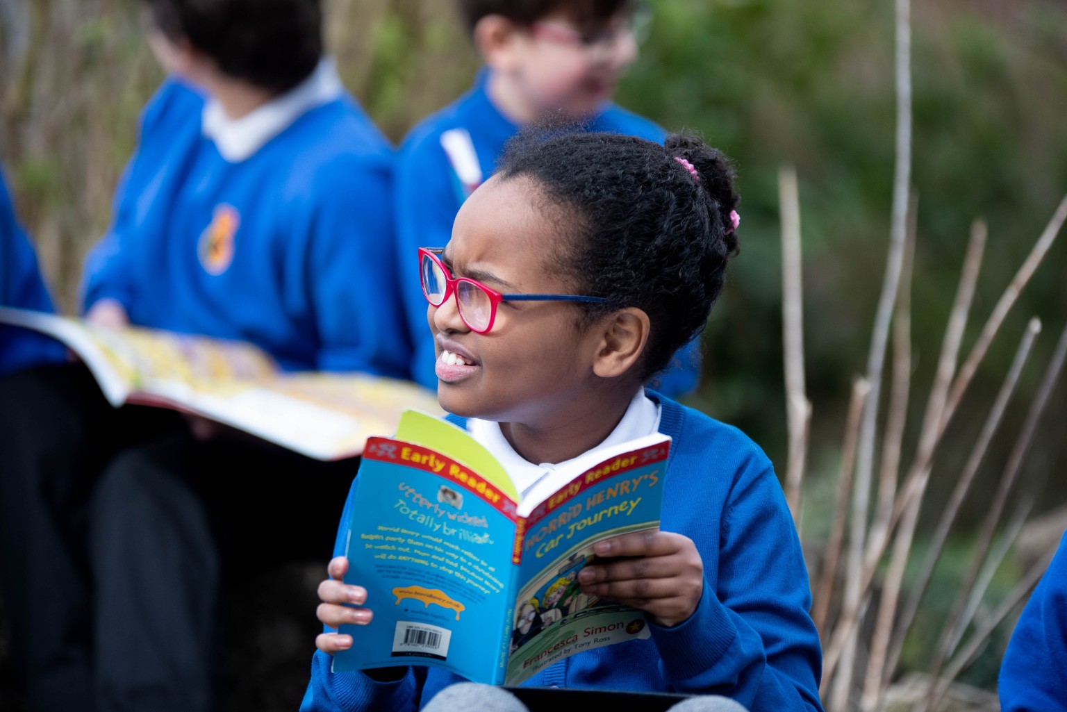Child reading a book