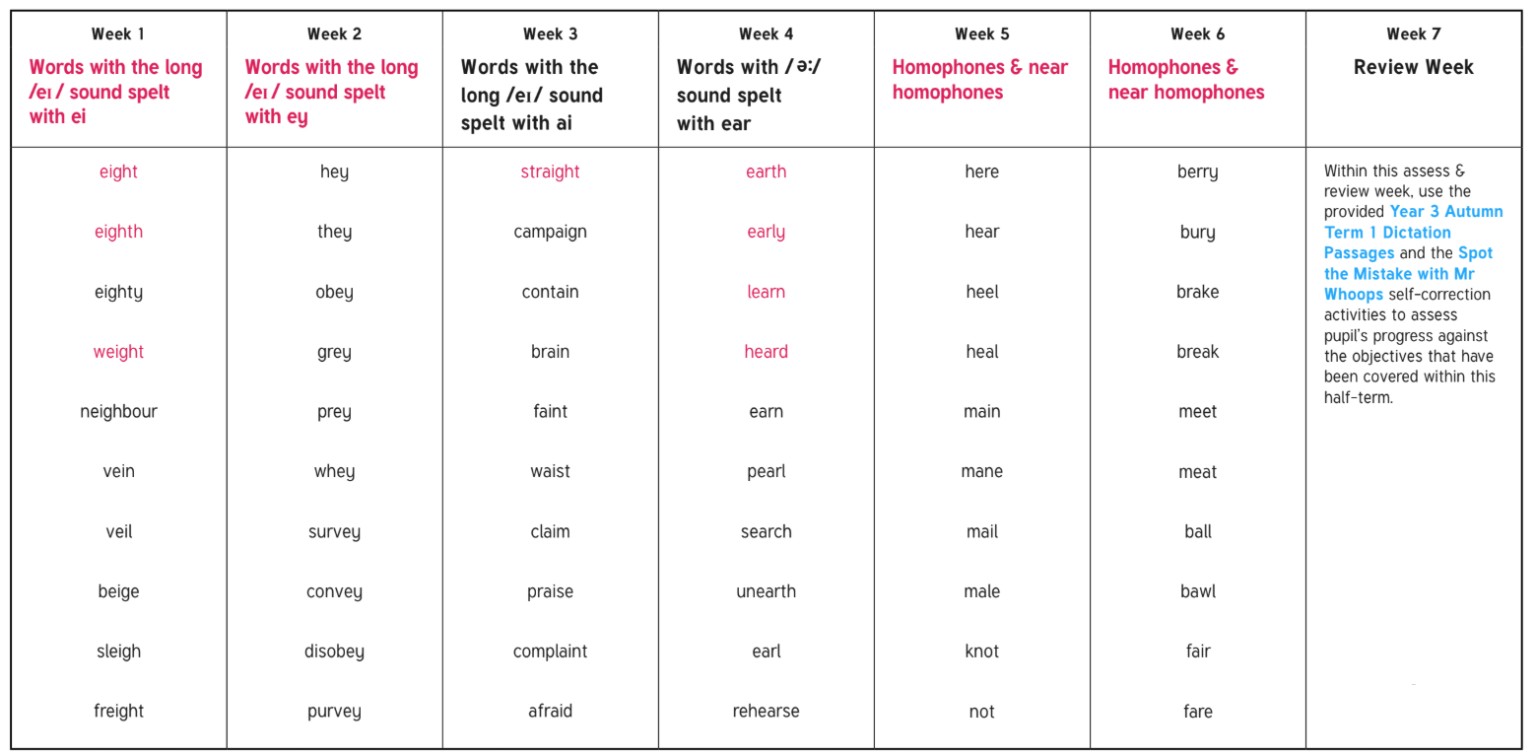 Y3 Term A Spellings