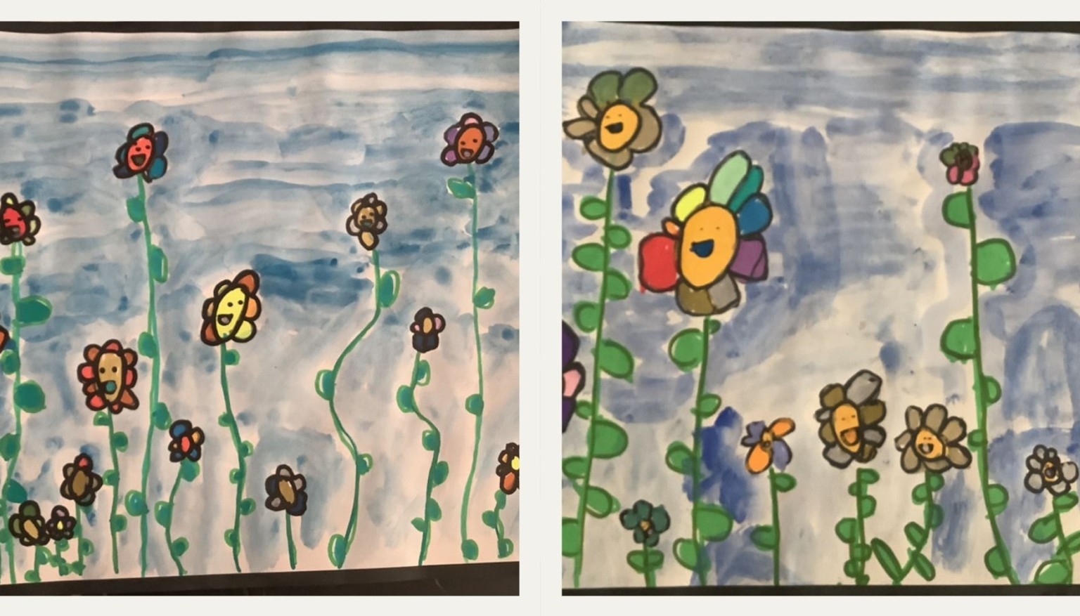 Flower pictures - using acrylic pens - Year One
