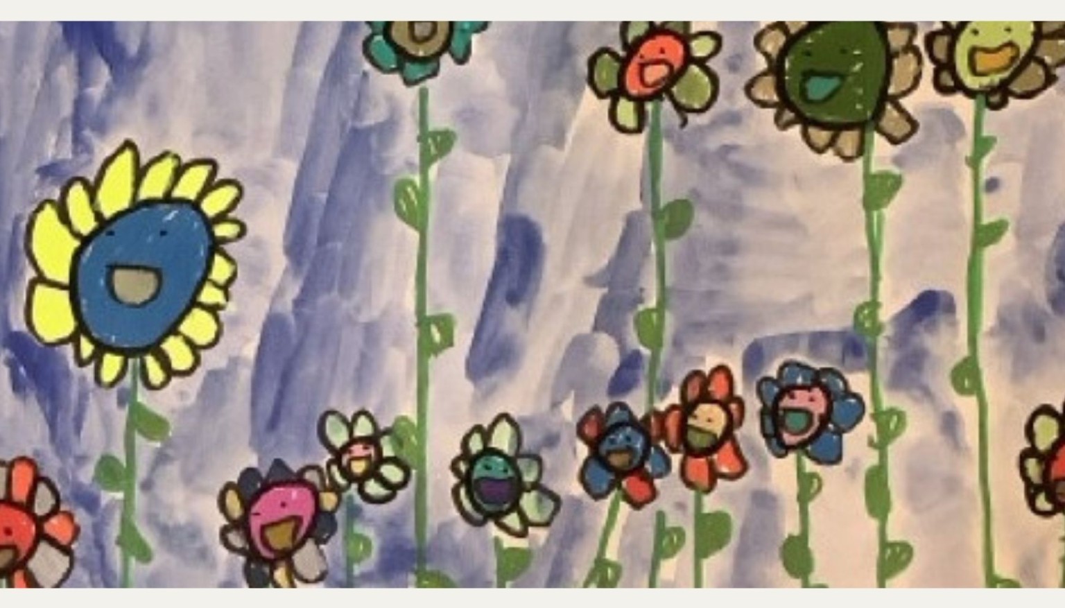 Flower pictures - using acrylic pens - Year One