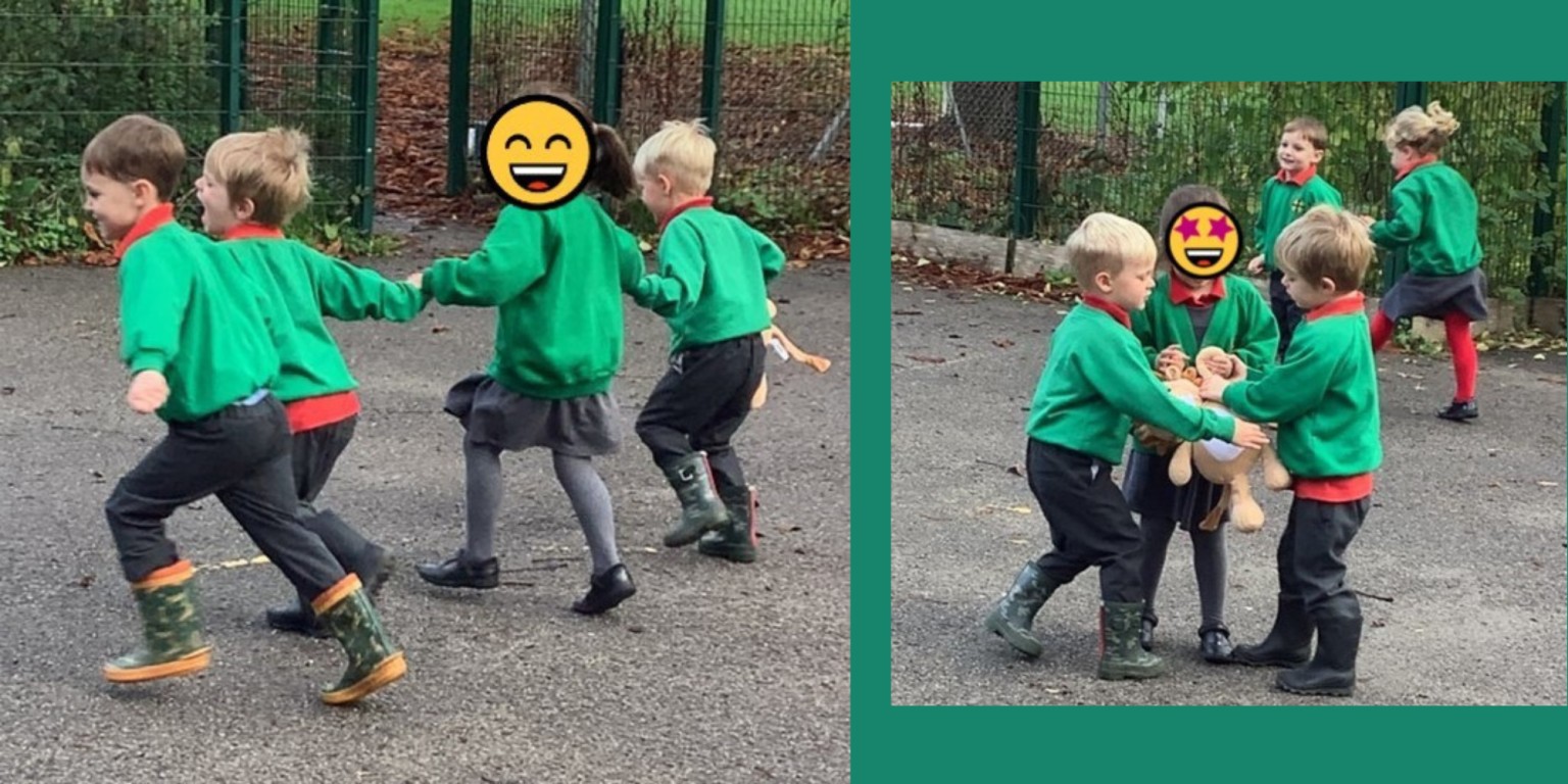 Having fun outside with friends 