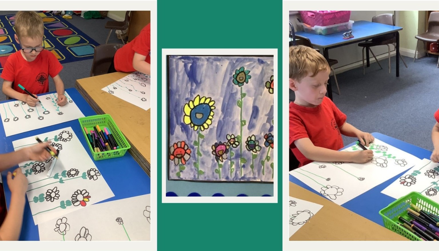 Flower pictures - using acrylic pens - Year One