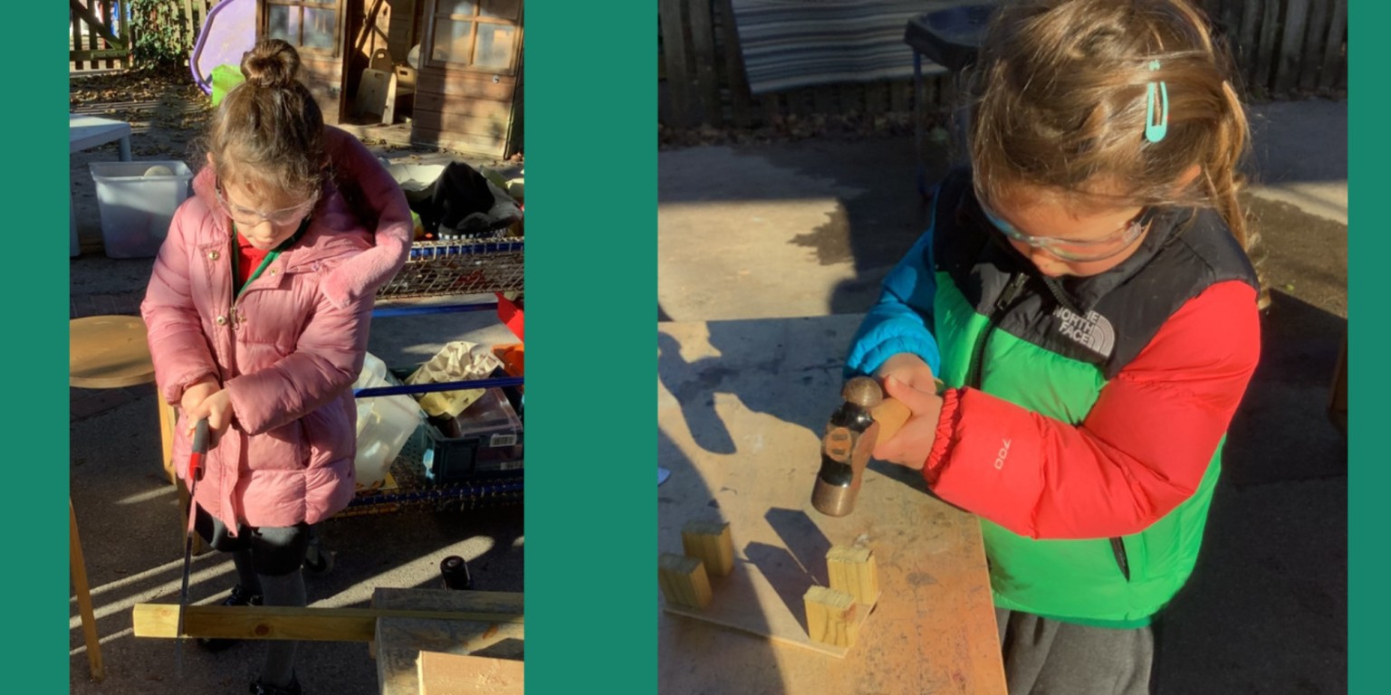 Using the woodwork area to make furniture for their box