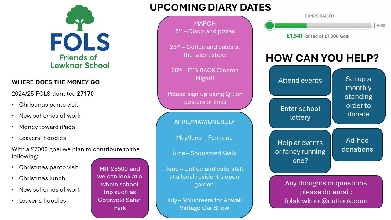 Upcoming diary dates