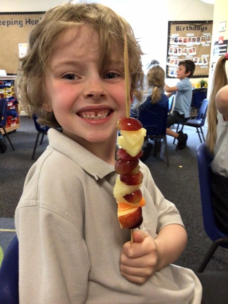 Making fruit kebabs in Year 1