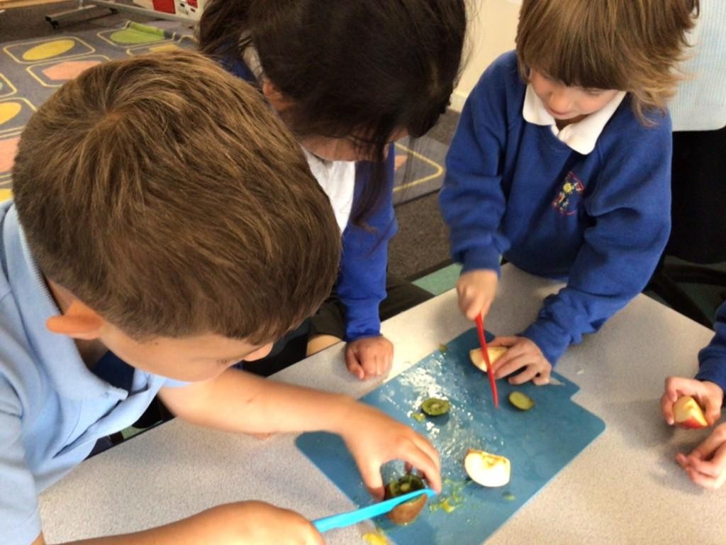 Making fruit kebabs in Year 1