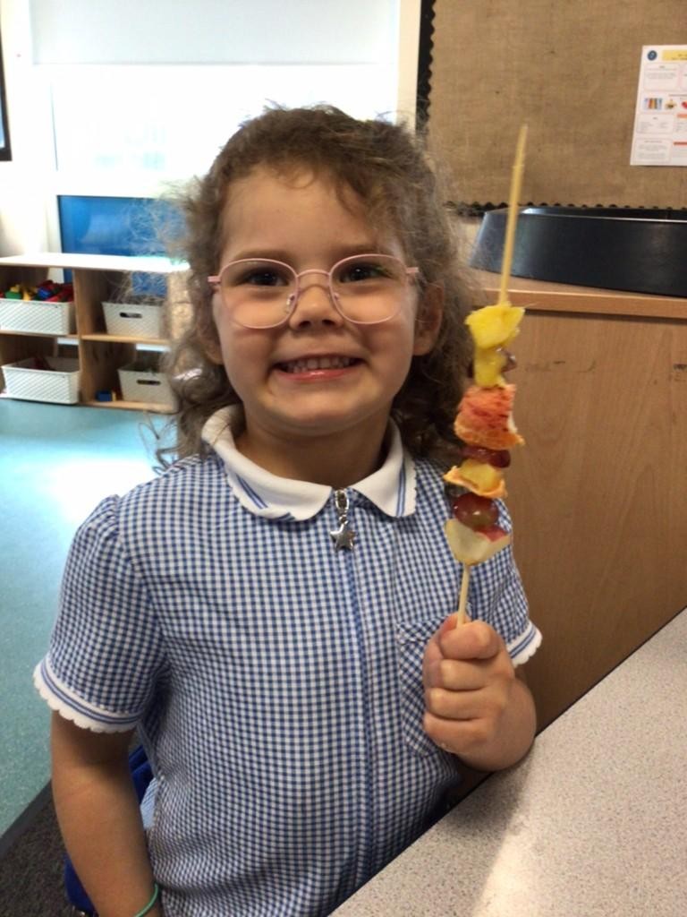 Making fruit kebabs in Year 1