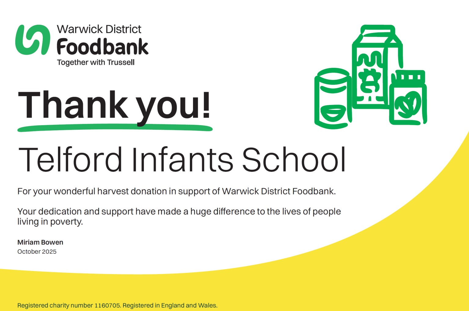 Foodbank thanks