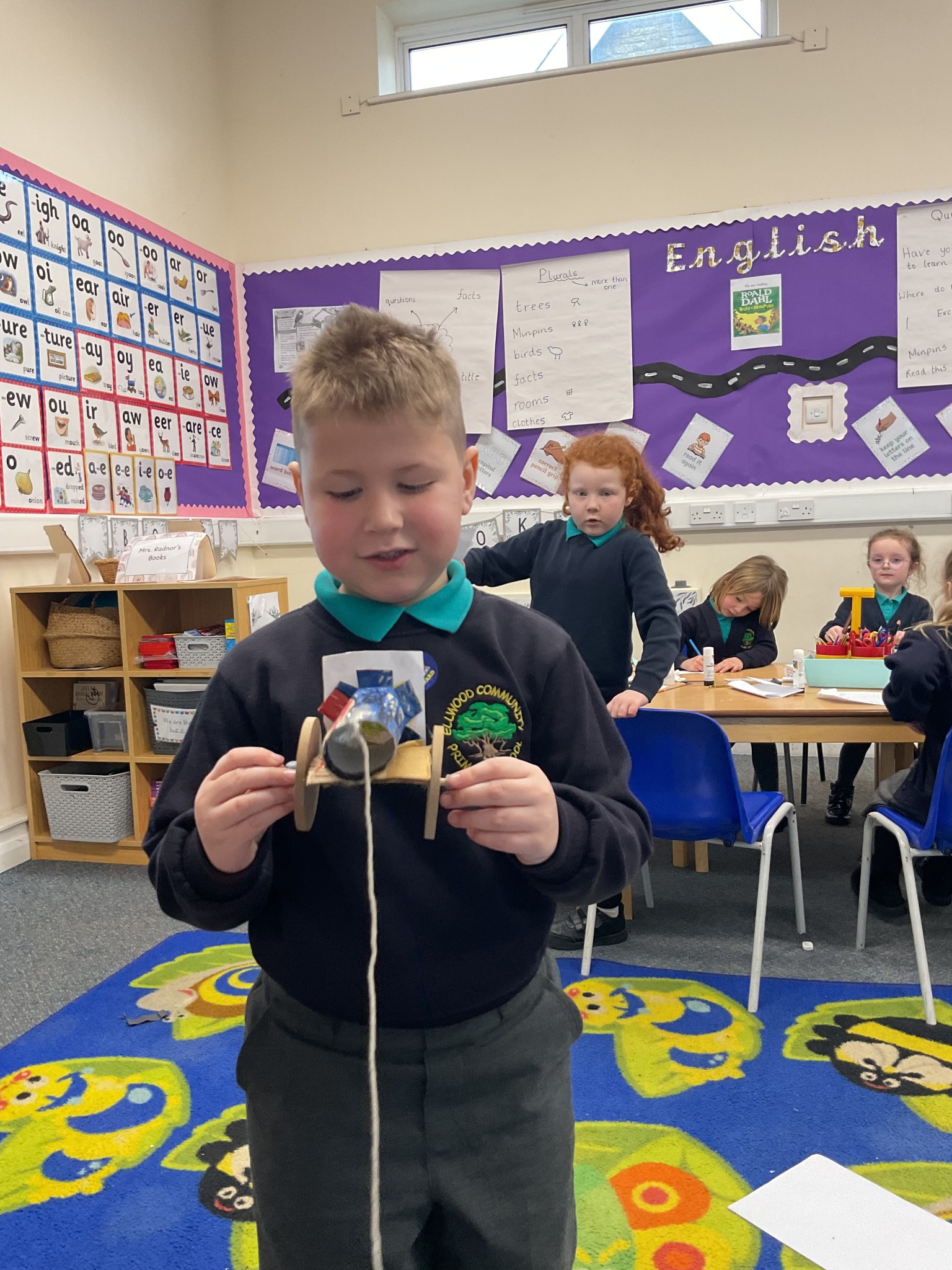 DT in Spring 1! Chestnut class learnt about wheels and axles. They created their own pull-along toy!