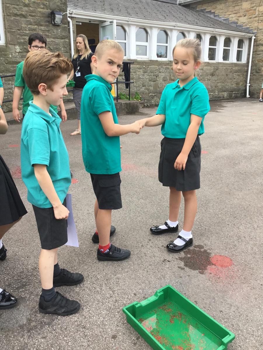 Hand hygiene - learning about the spread of harmful microbes. 
