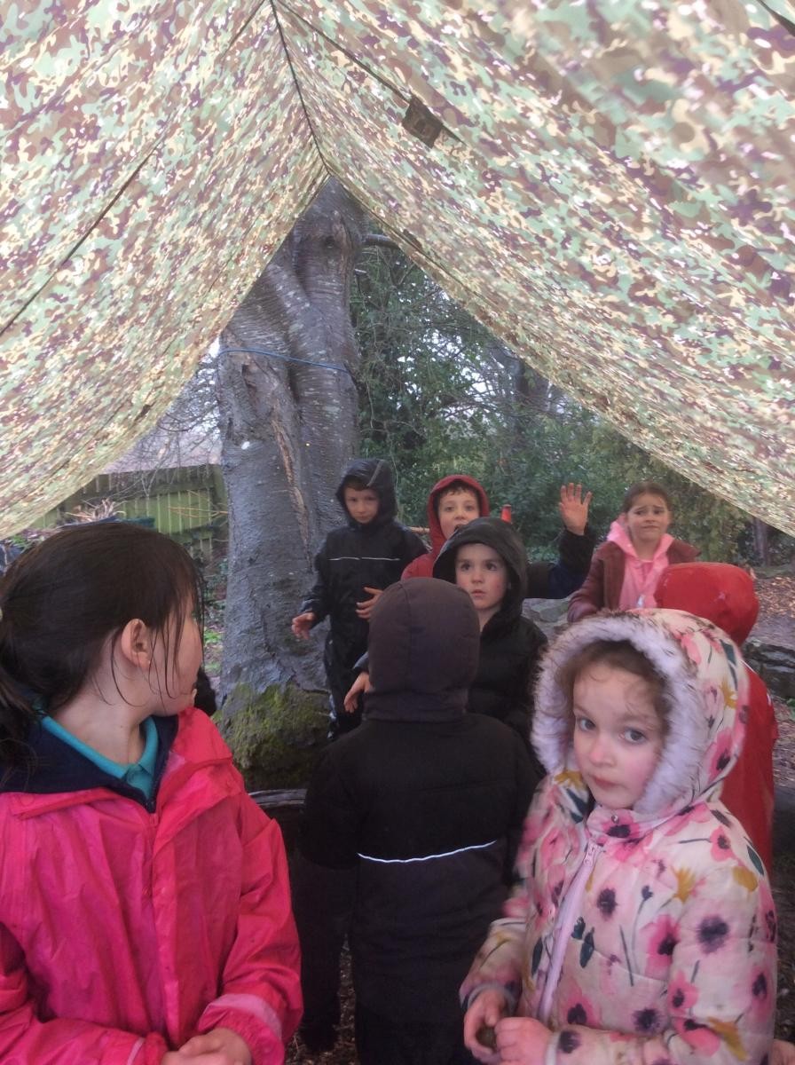 Our shelter over the log circle.
