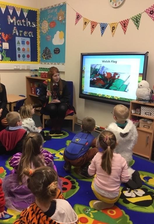 Whole class learning about ST David's Day. 