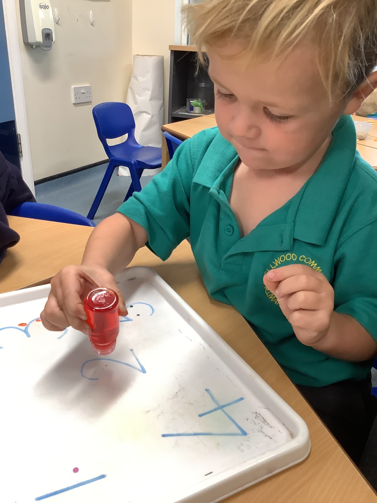 coloured water squirting with numbers