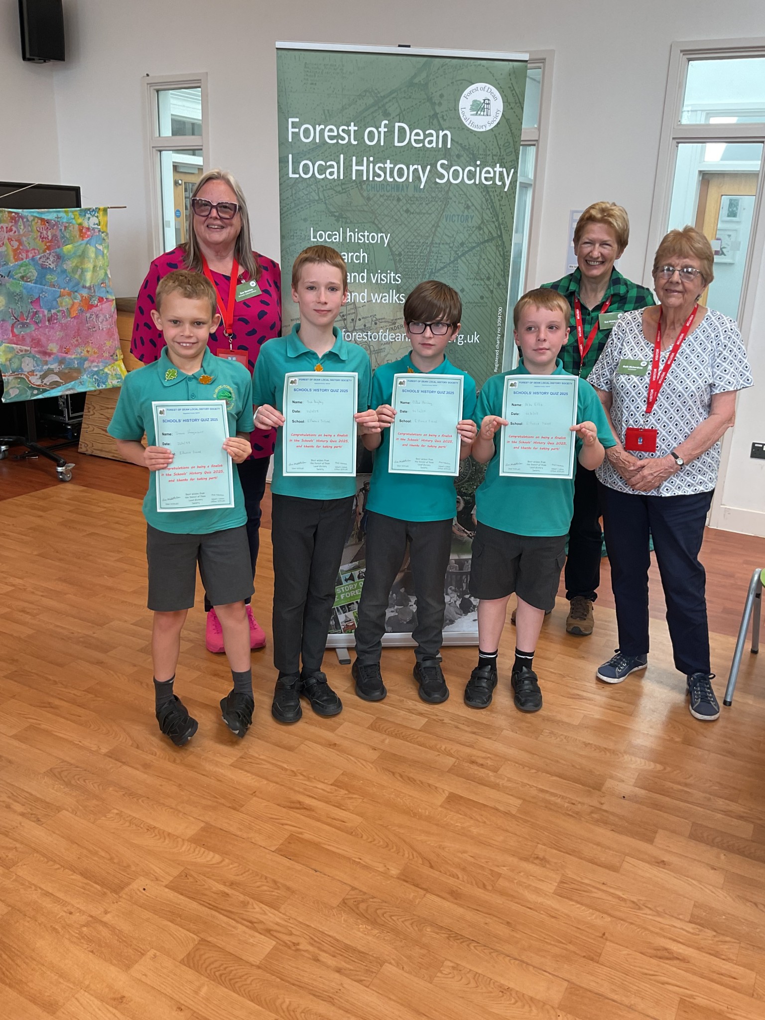 Second Place with our badges and certificates!