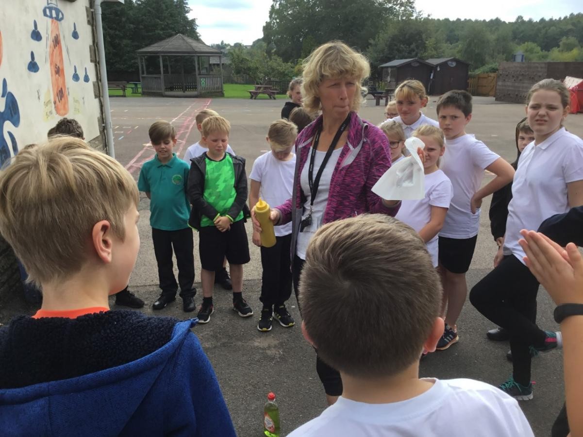 Respiratory hygiene - learning about how far germs are carried when you sneeze! 
