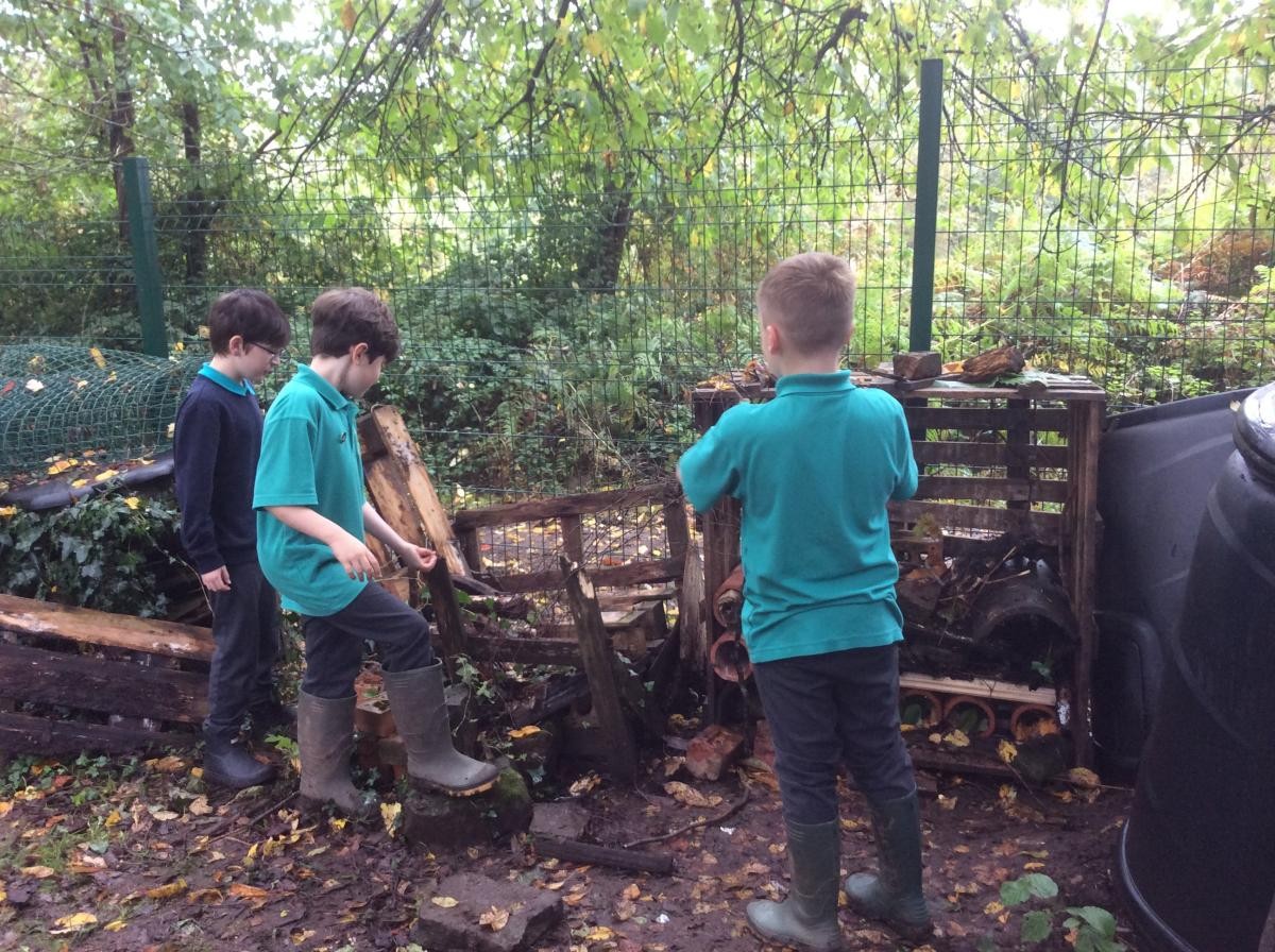 Building the new bug hotel.
