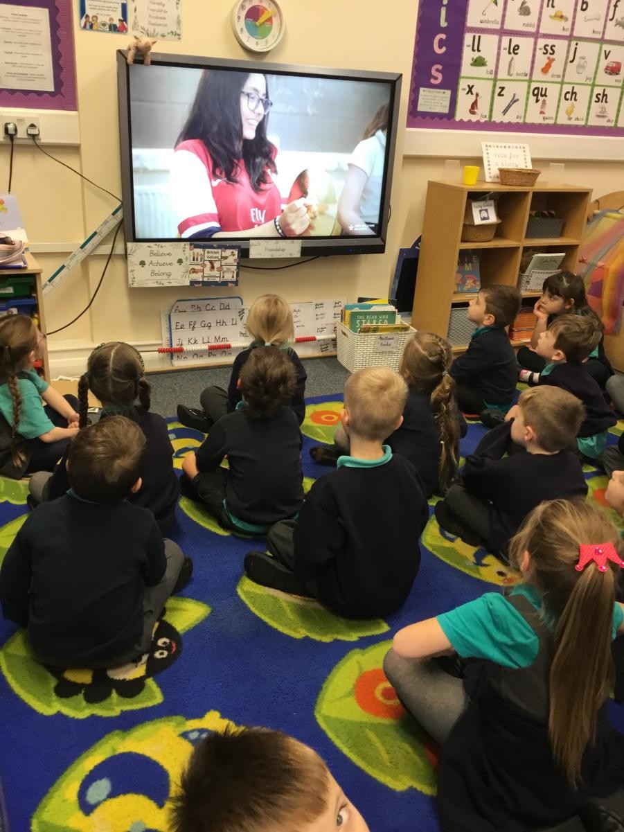 Chestnut Class watching ‘Make a noise about bullying’