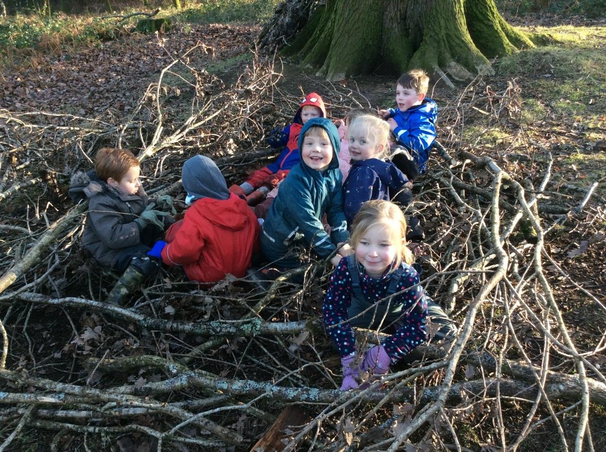 We made birds nests and pretended to be chicks.