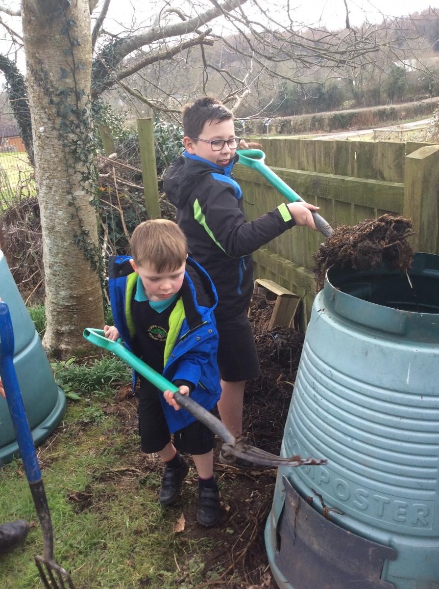 Emptying the compost heaps