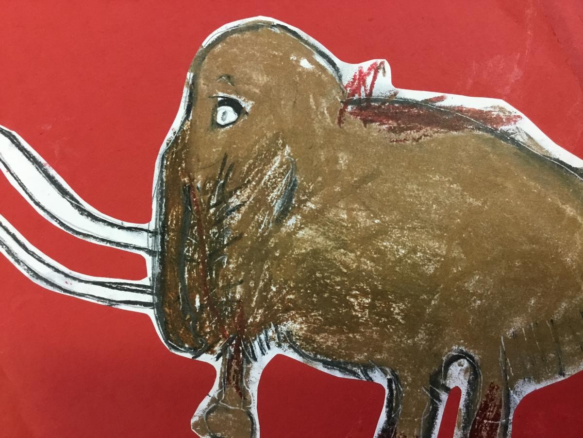 Oil Pastel Drawing
Stone Age Woolly Mammoth 
- Sycamore