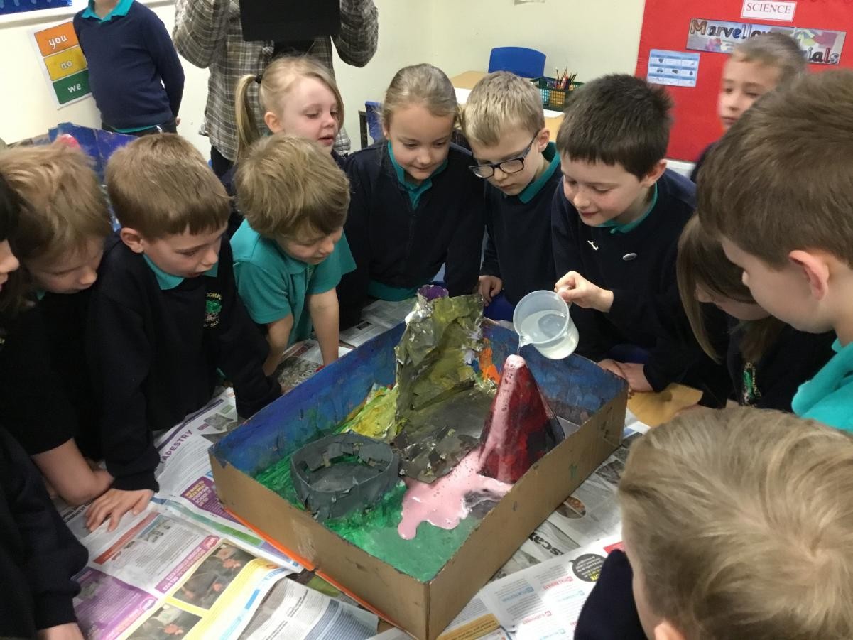Beech class enjoyed erupting their model volcanoes using bicarbonate of soda and vinegar.