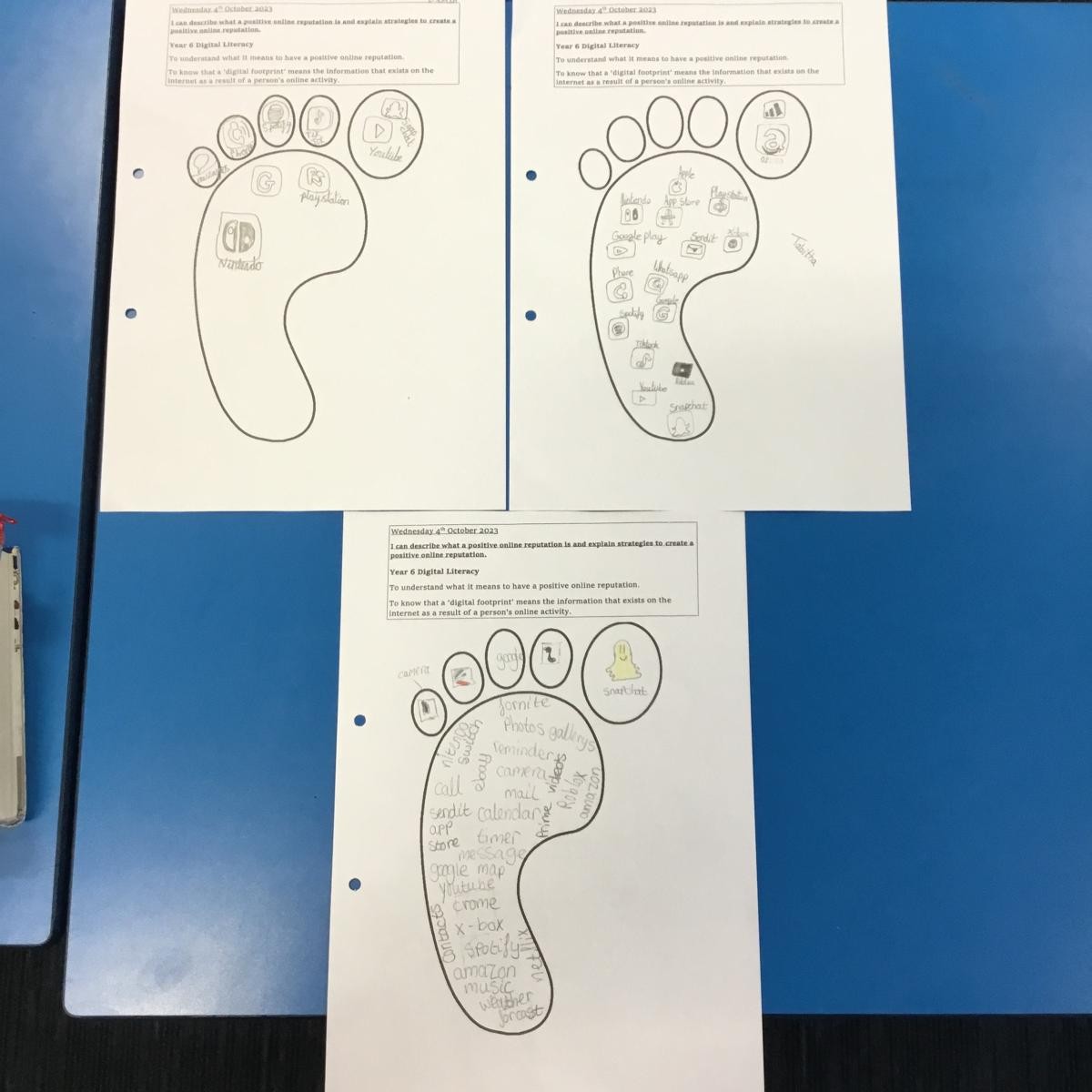Children recording their digital footprint