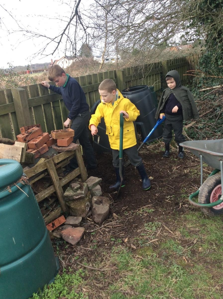 More com[post clearing and discovering hidden bricks.