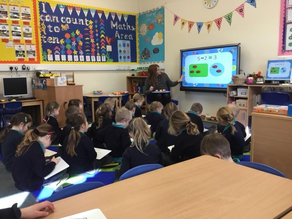 Whole class learning about subtraction in our Maths lesson. 