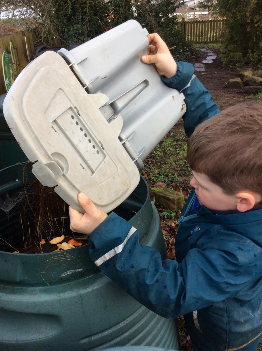 Composting our fruit waste.