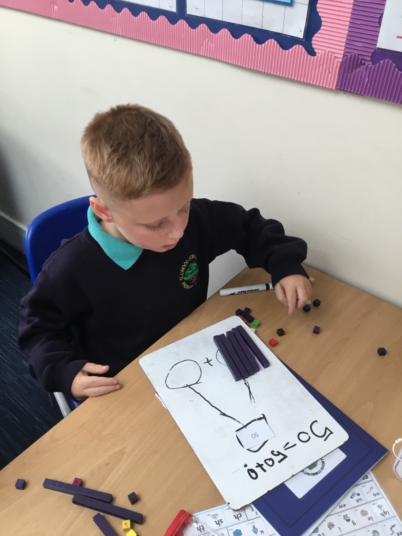 In maths we have been learning to partition 2-digit numbers. 