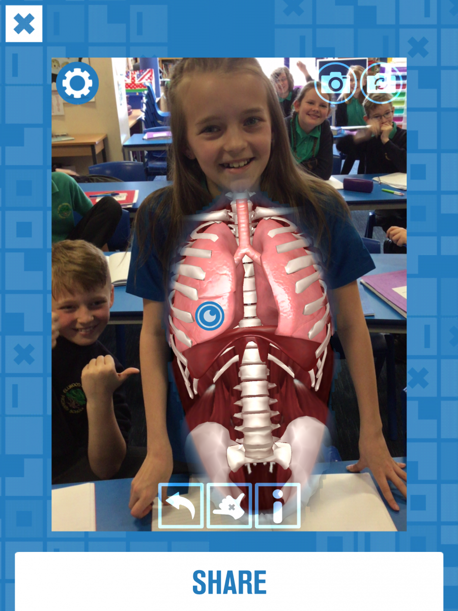Willow using Augmented Reality (AR) to study the human body.